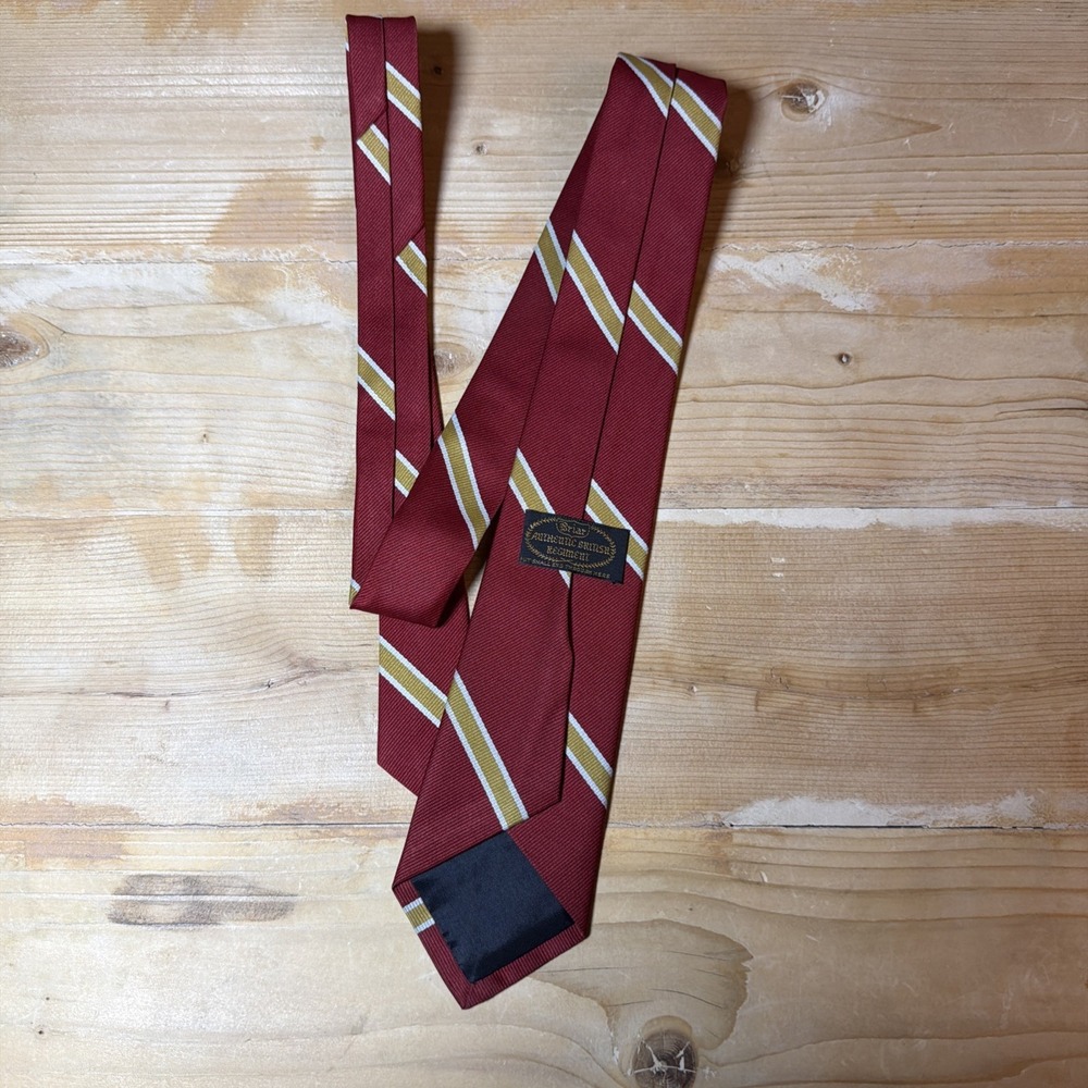 Briar Silk Repp Tie Red‎ White Yellow Regimental Stripe Classic Preppy VTG